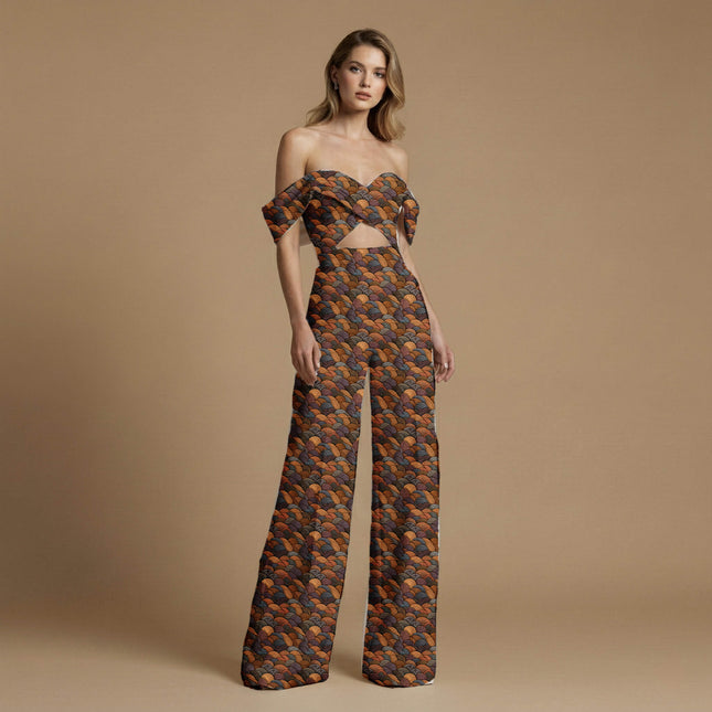 burnt sienna other print fabric draped — maxi dress styling