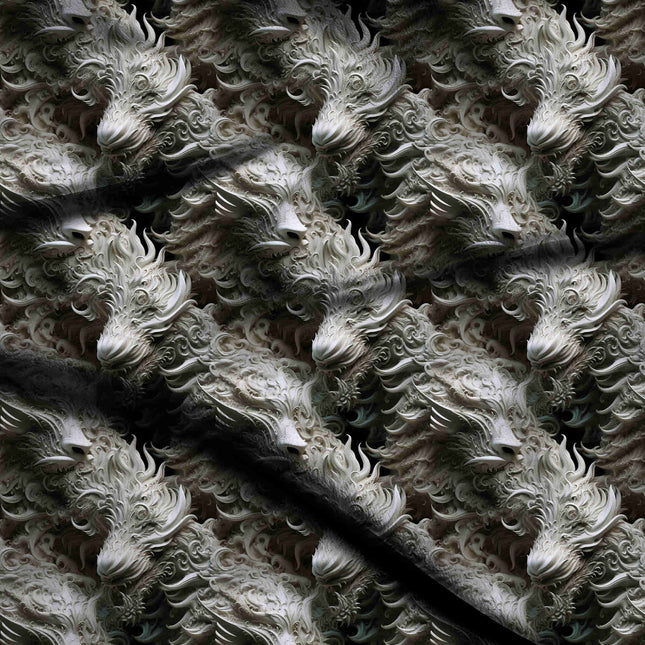ivory cream other digital print fabric texture — large scale closeup
