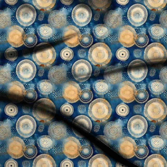 cobalt blue abstract digital print fabric texture — medium scale closeup
