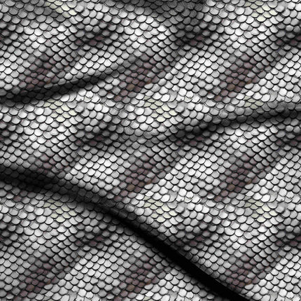 silver metallic animal digital print fabric texture — fine scale closeup