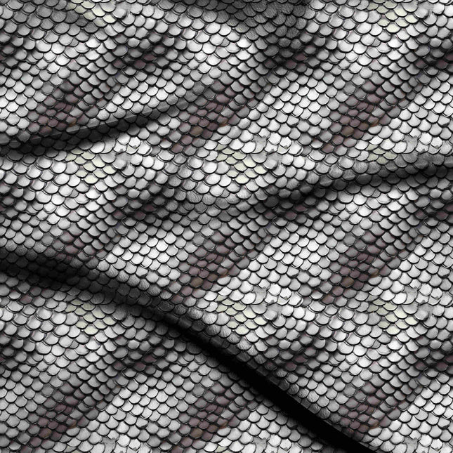 silver metallic animal digital print fabric texture — fine scale closeup