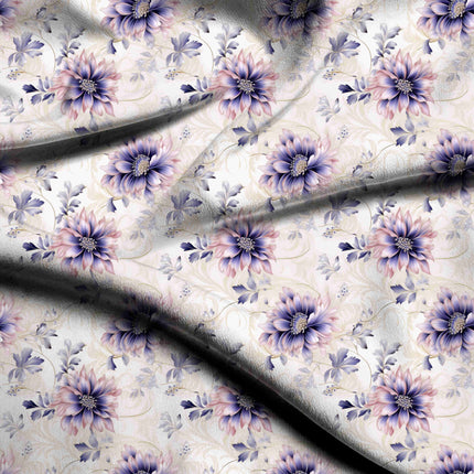 amethyst purple floral digital print fabric texture — medium scale closeup
