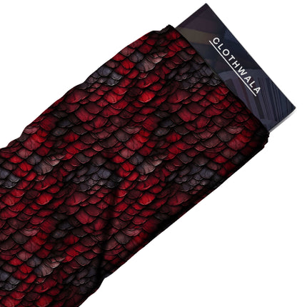 deep crimson animal all-over print pattern — large scale repeat layout