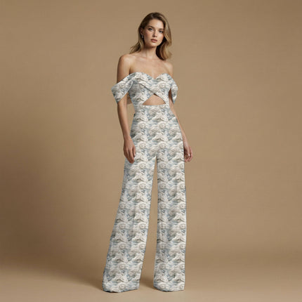 ivory cream other print fabric draped — jacket styling