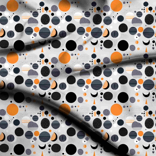 marigold orange abstract digital print fabric texture — medium scale closeup