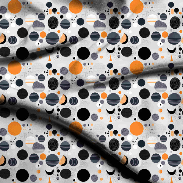 Charcoal Grey Abstract Celestial Scatter Print Fabric