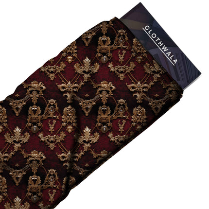 deep burgundy other print fabric draped — statement jacket styling