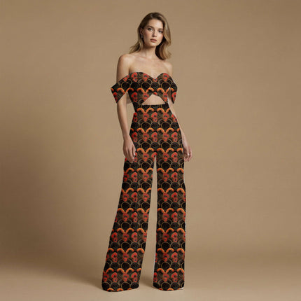 jet black floral all-over print pattern — large scale repeat layout