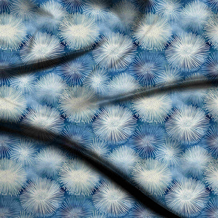 cobalt blue abstract digital print fabric texture — large scale closeup