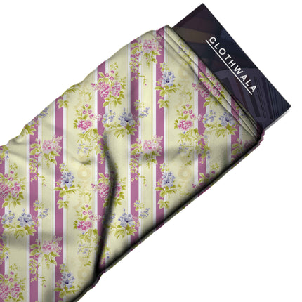 pale lime green floral print fabric draped — palazzo suit styling