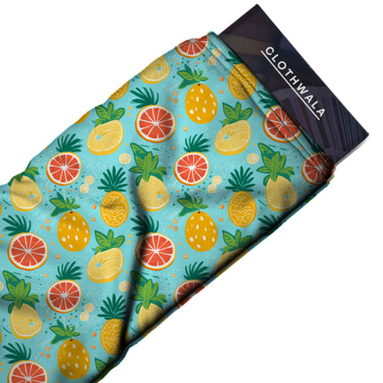 aqua blue tropical all-over print pattern — medium scale repeat layout