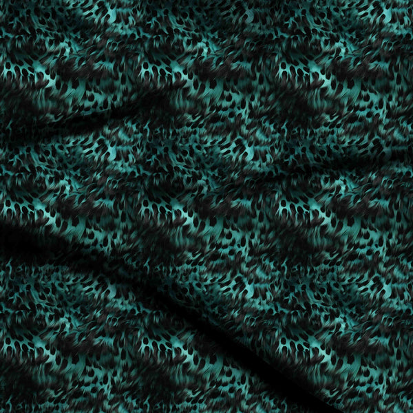 Deep Teal Dark Teal Leopard Print Fabric