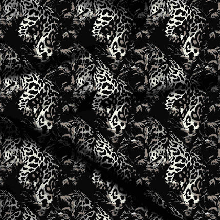 jet black animal digital print fabric texture — large scale closeup