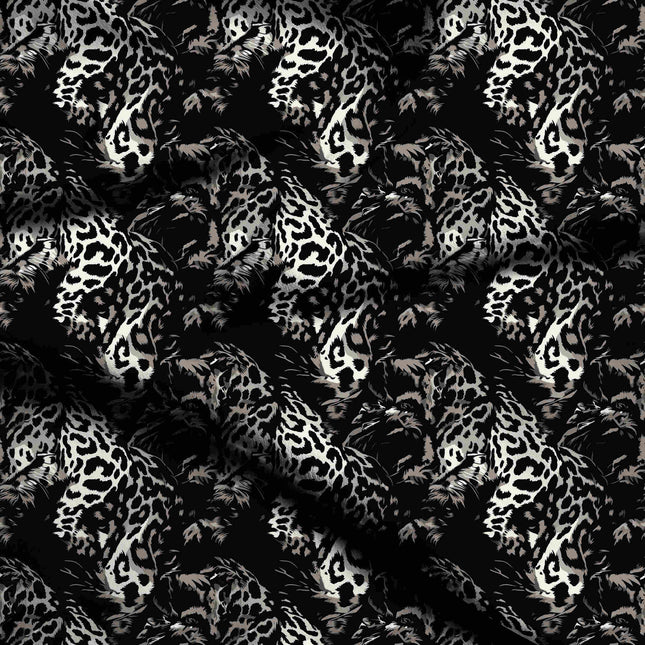 jet black animal digital print fabric texture — large scale closeup