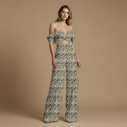 jet black animal print fabric draped — co-ord set styling