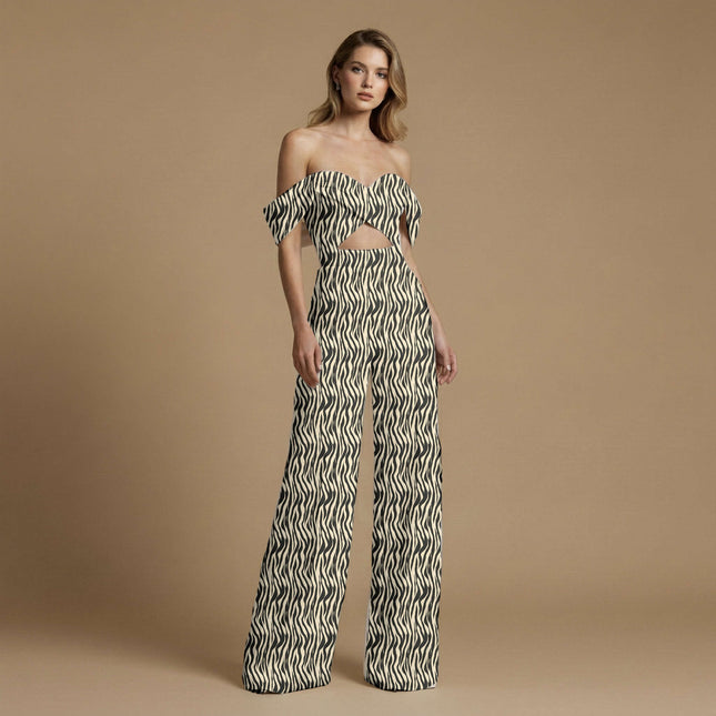 jet black animal print fabric draped — co-ord set styling