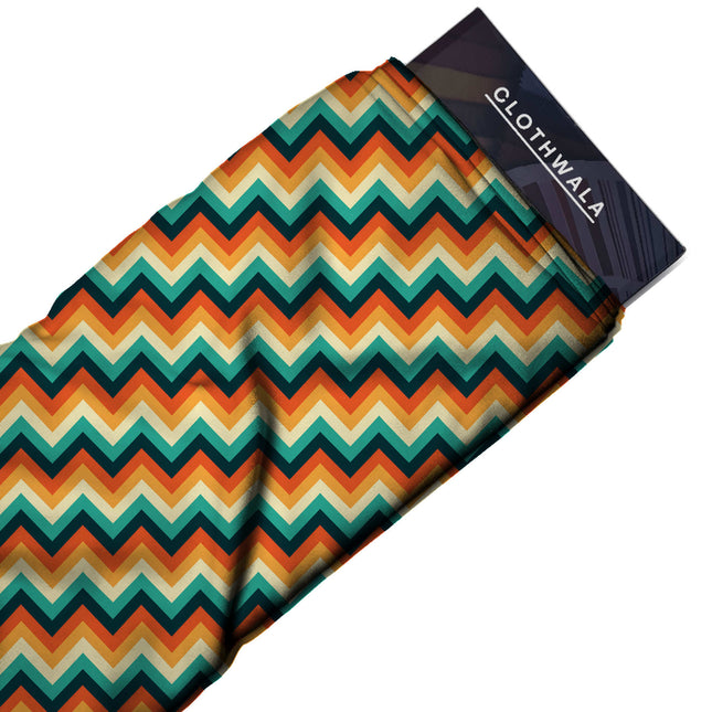 Teal Geometric Digital Print Fabric | Kaftan Co-Ord Dress | Psychedelic Festival Wear | Georgette Digital Print - Image 2