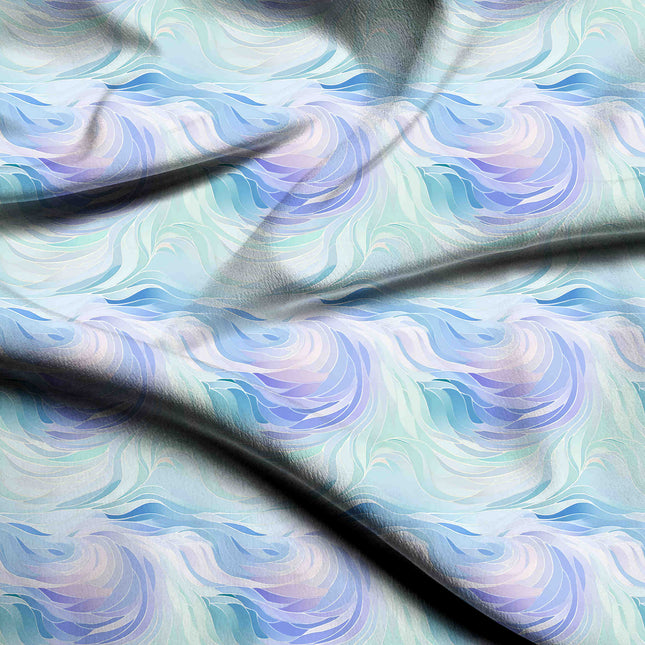 serene blue abstract digital print fabric texture — medium scale closeup