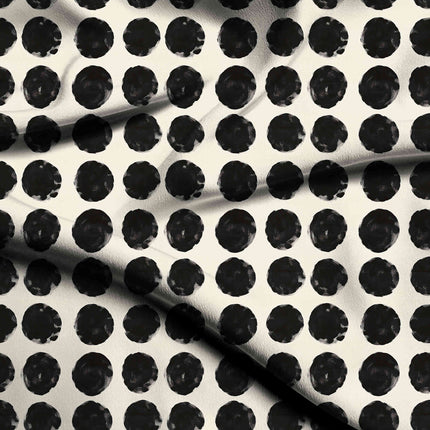 charcoal black polka digital print fabric texture — medium scale closeup