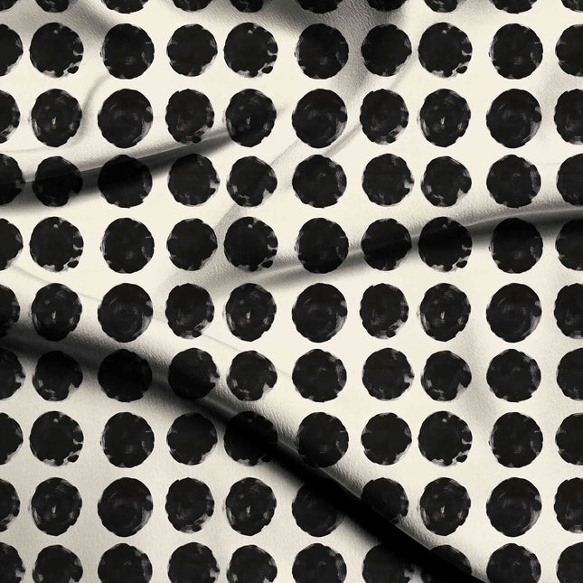 charcoal black polka digital print fabric texture — medium scale closeup