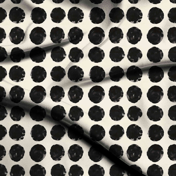 Charcoal Black Imperfect Hand-painted Charcoal Polka Dot Print Fabric