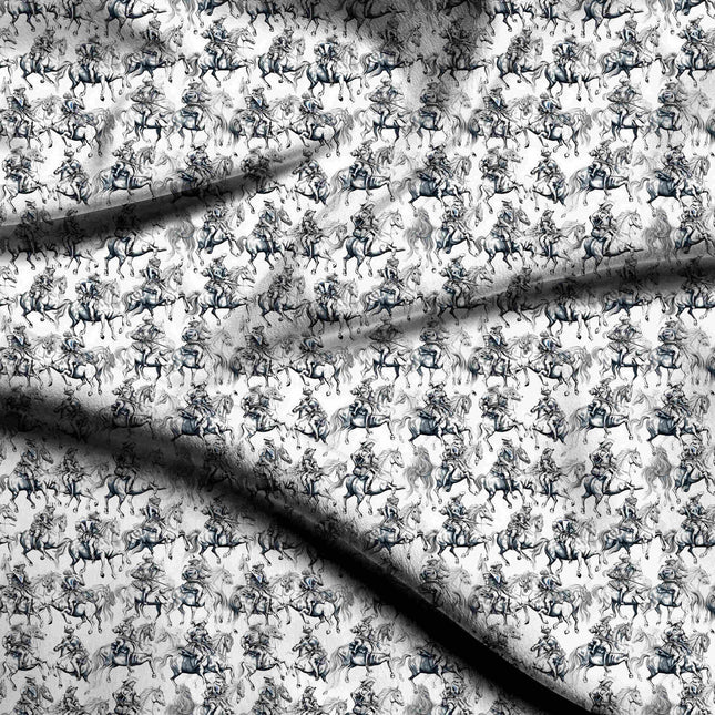 ivory cream ethnic digital print fabric texture — medium scale closeup