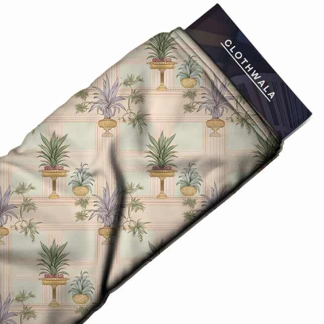 ivory cream floral print fabric draped — kaftan styling