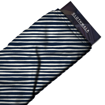 navy blue stripes all-over print pattern — medium scale repeat layout