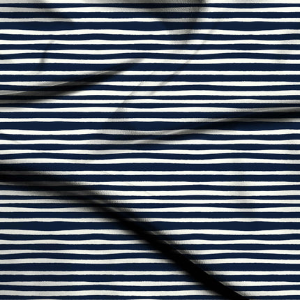 navy blue stripes digital print fabric texture — medium scale closeup