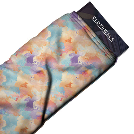 sky blue floral all-over print pattern — medium scale repeat layout