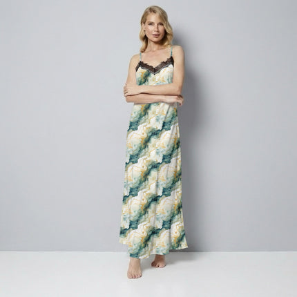Emerald Green Abstract Digital Print Fabric for Maxi | Romantic garden party wear - Image 6