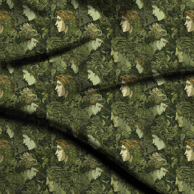 olive green other digital print fabric texture — medium scale closeup