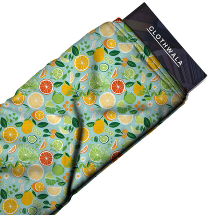 sky blue tropical all-over print pattern — medium scale repeat layout