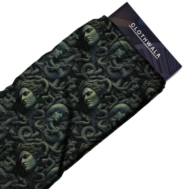 teal green other print fabric draped — evening gown styling