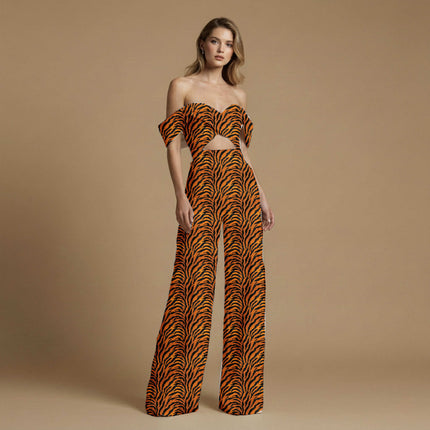 saffron orange animal all-over print pattern — large scale repeat layout