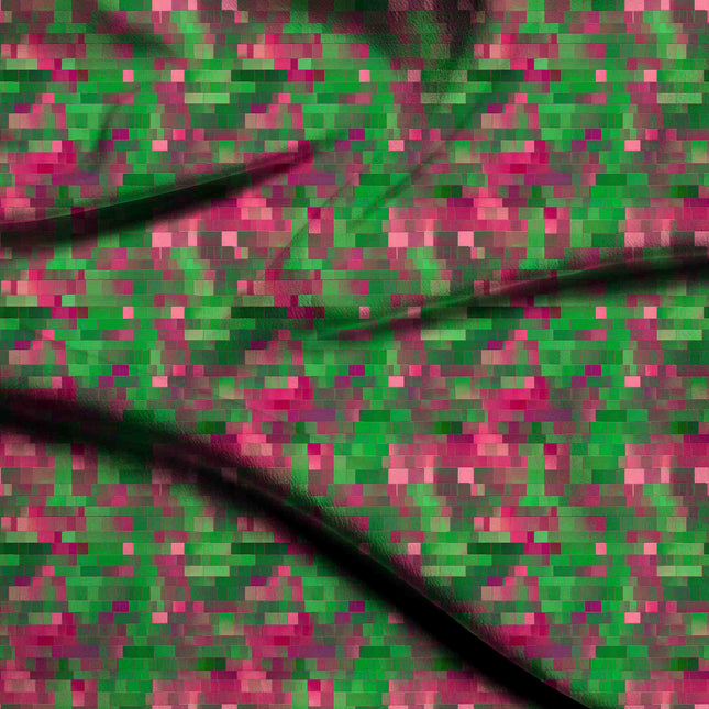 forest green geometric digital print fabric texture — medium scale closeup