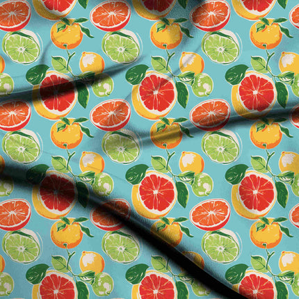 sky blue tropical digital print fabric texture — medium scale closeup
