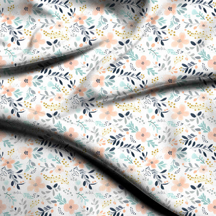 dusty peach floral digital print fabric texture — fine scale closeup