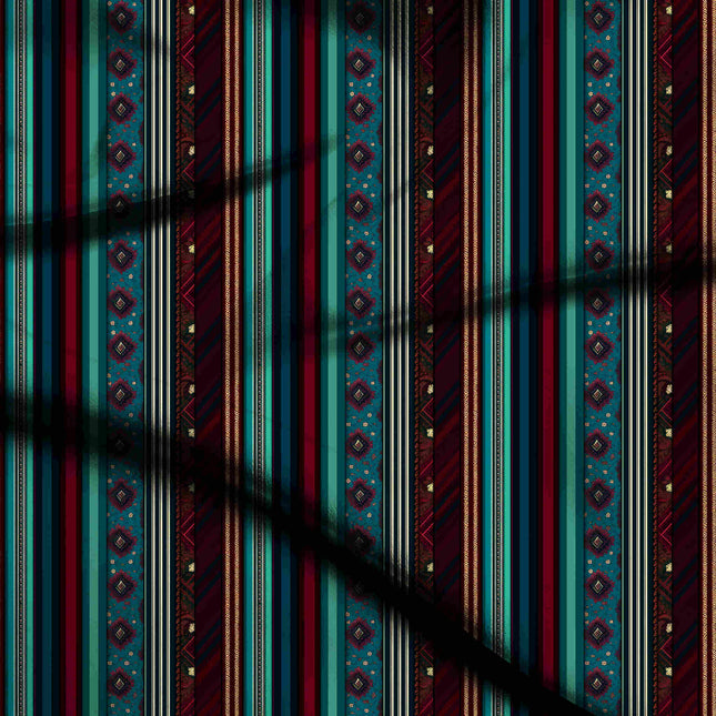 teal stripes digital print fabric texture — medium scale closeup