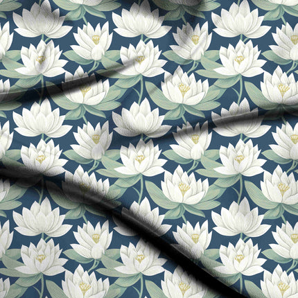 Deep Navy Floral Digital Print Fabric for Saree | Opulent Garden Party - 5418