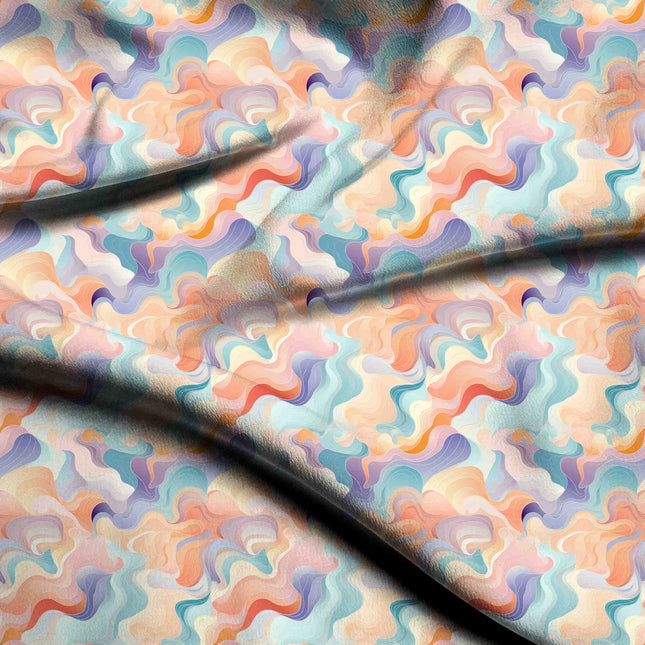 apricot orange abstract digital print fabric texture — medium scale closeup