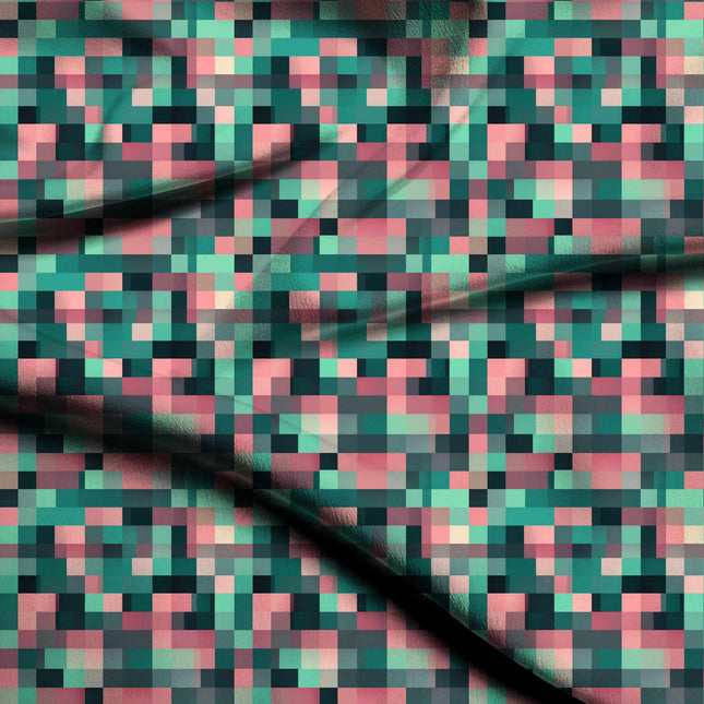 dusty rose geometric digital print fabric texture — medium scale closeup