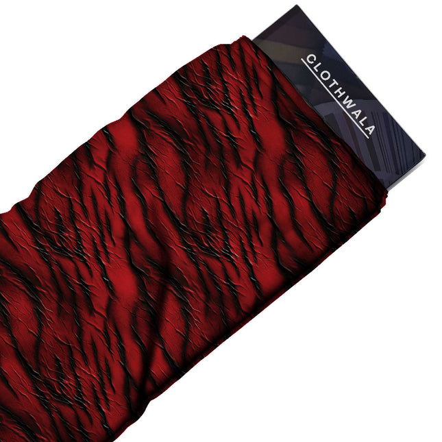 crimson red animal print fabric draped — statement blouse styling