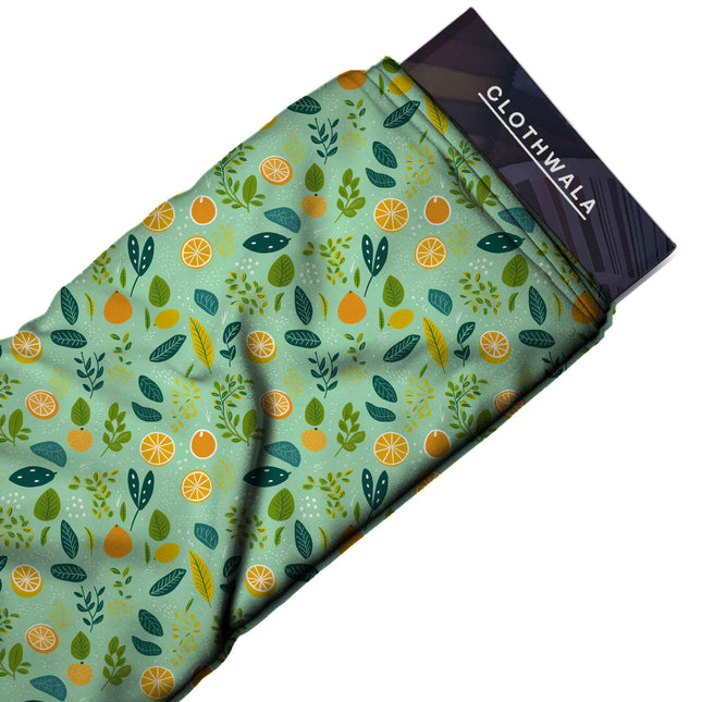 Mint Green Floral Digital Print Fabric | Kurti Kaftan Dress | Casual Wear | Cottagecore Chic | Poly Crepe Digital Print - Image 2