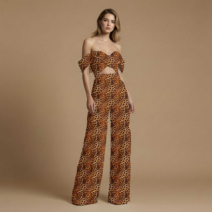burnt sienna animal all-over print pattern — large scale repeat layout