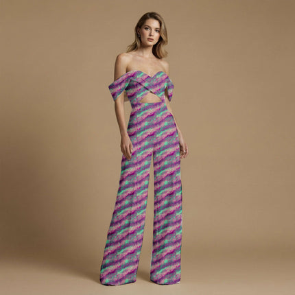 plum purple abstract print fabric draped — kurta styling