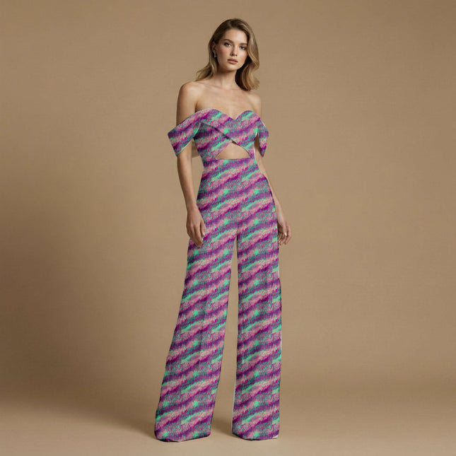 plum purple abstract print fabric draped — kurta styling