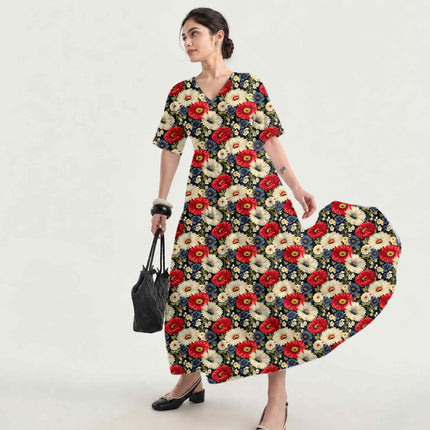 Midnight Blue Floral Digital Print Fabric for Dress | Luxe Resort Wear - Image 7