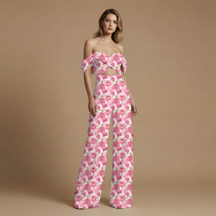 dusty rose floral all-over print pattern — large scale repeat layout