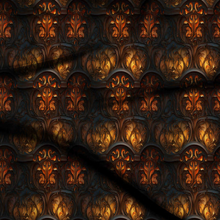 burnt sienna floral digital print fabric texture — large scale closeup